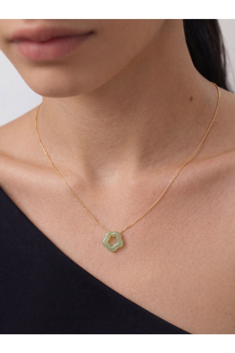 Plum blossom Green jade pendant necklace, Alternate, color, Light Green