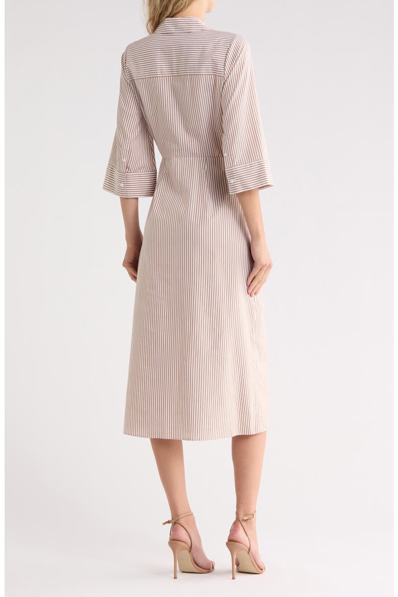 Haydon Striped Twist Front Cotton Midi Dress, Alternate, color, ACORN/WHITE