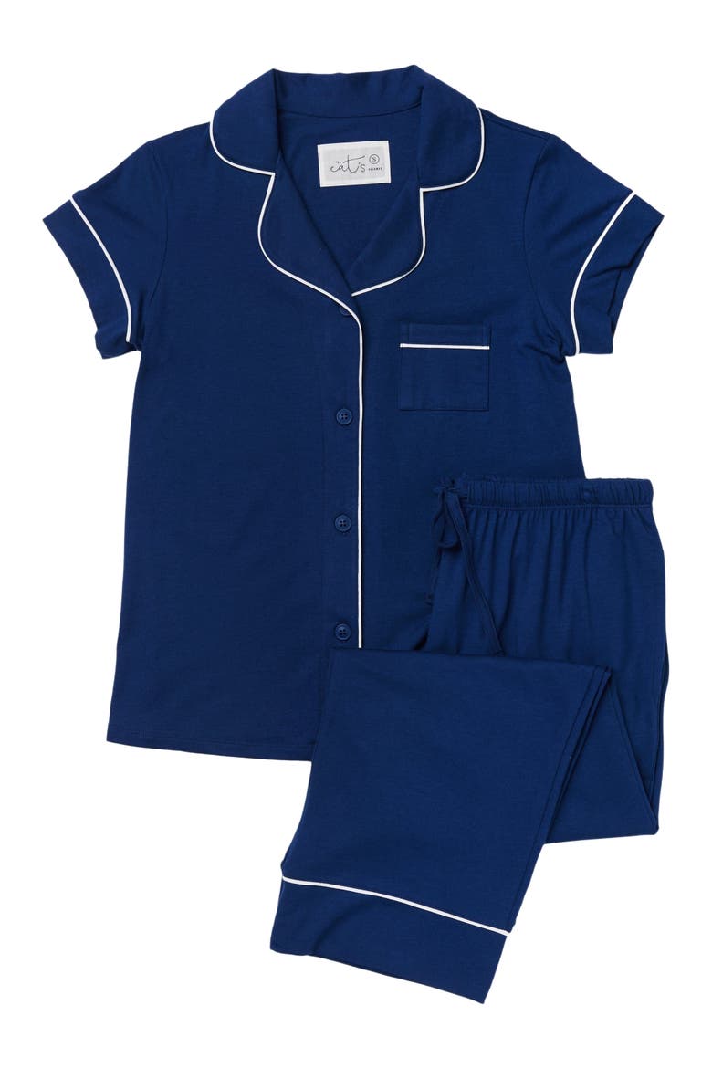Pima Knit Capri Set, Alternate, color, Marine Blue