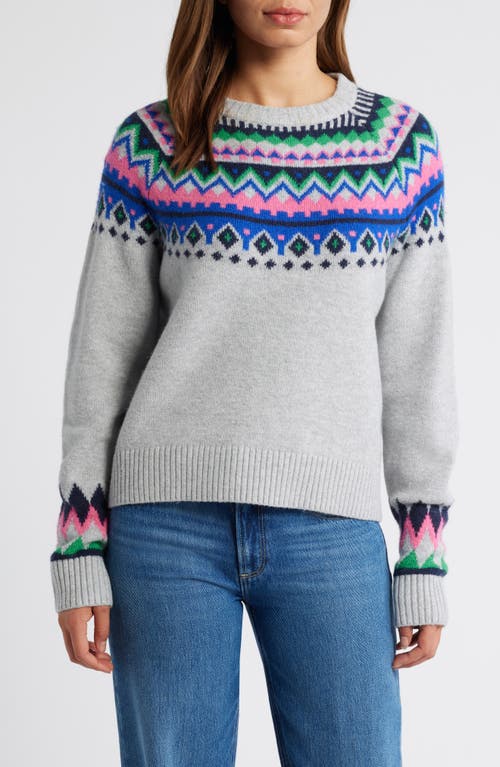 Caslonr Caslon(r) Fair Isle Crewneck Pullover Sweater In Grey Heather- Blue Fairisle