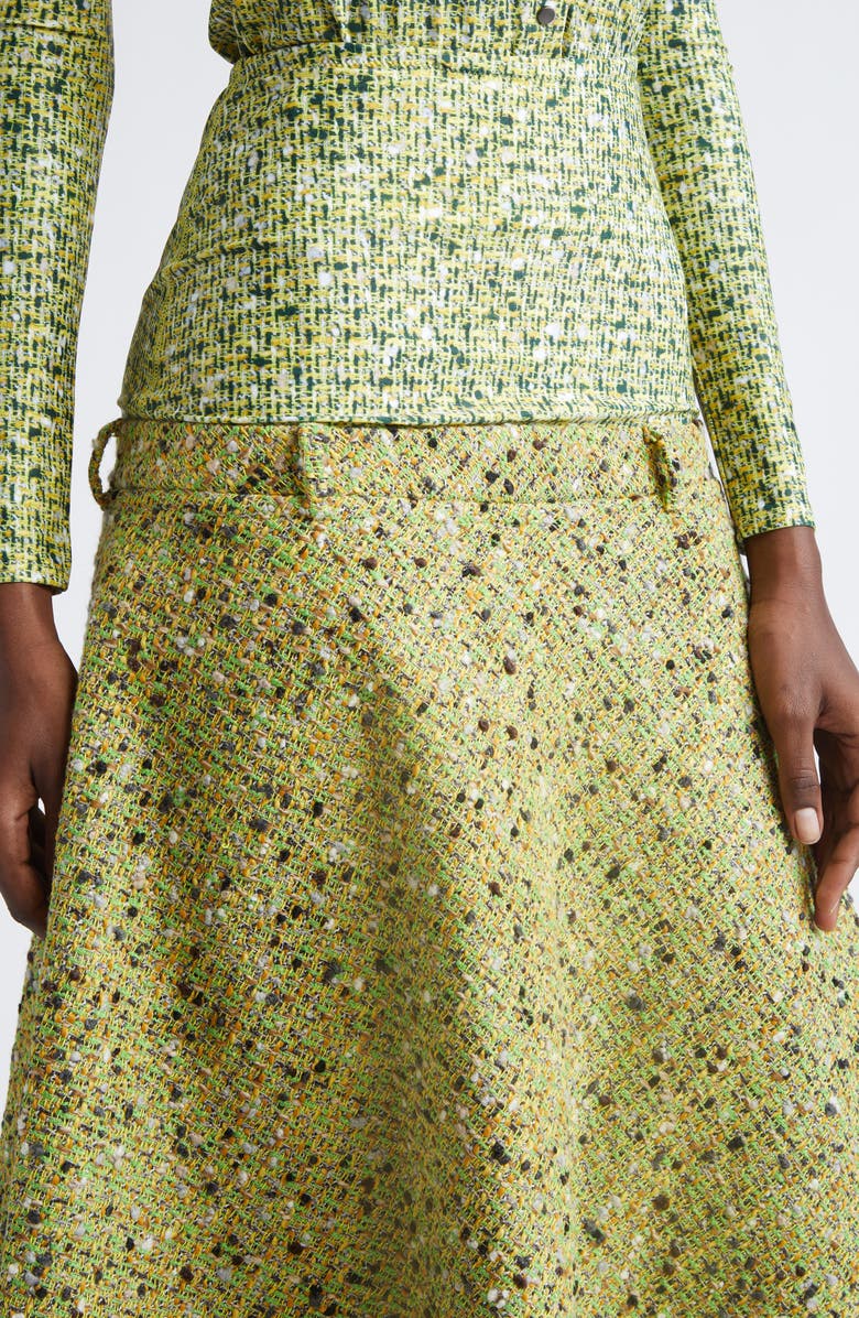 DIESEL<sup>®</sup> O-Grace Bouclé Tweed & Jersey Midi Skirt, Alternate, color, Fern