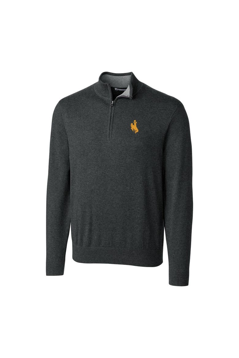 Men's Cutter & Buck Heather Charcoal Wyoming Cowboys Big & Tall Lakemont Half-Zip Jacket, Alternate, color, Heather Charcoal