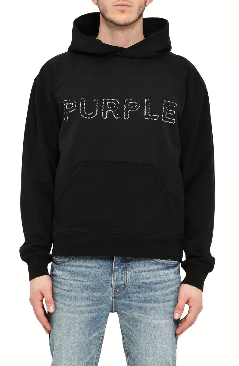PURPLE BRAND Logo Cotton French Terry Hoodie, Main, color, Black