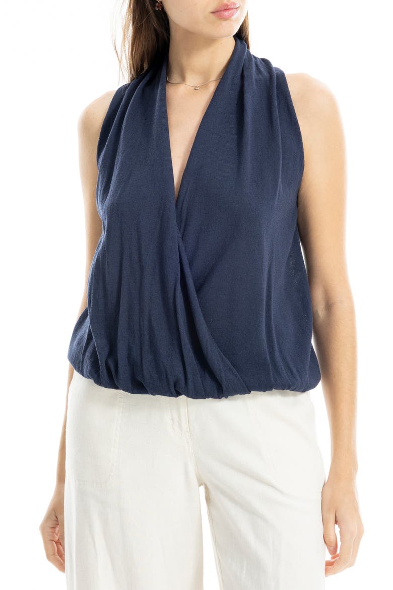 Faux Wrap Sleeveless Sweater, Alternate, color, NAVY