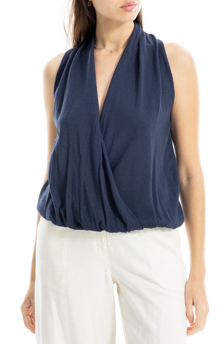 MAX STUDIO Faux Wrap Sleeveless Sweater, Alternate, color, Navy