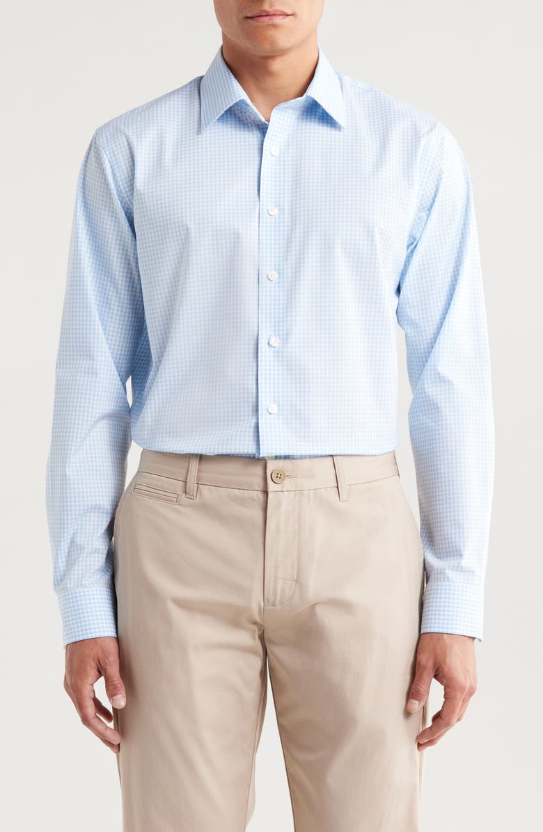 NORDSTROM RACK Springwood Non-Iron Dress Shirt, Main, color, Blue Springwood Gingham