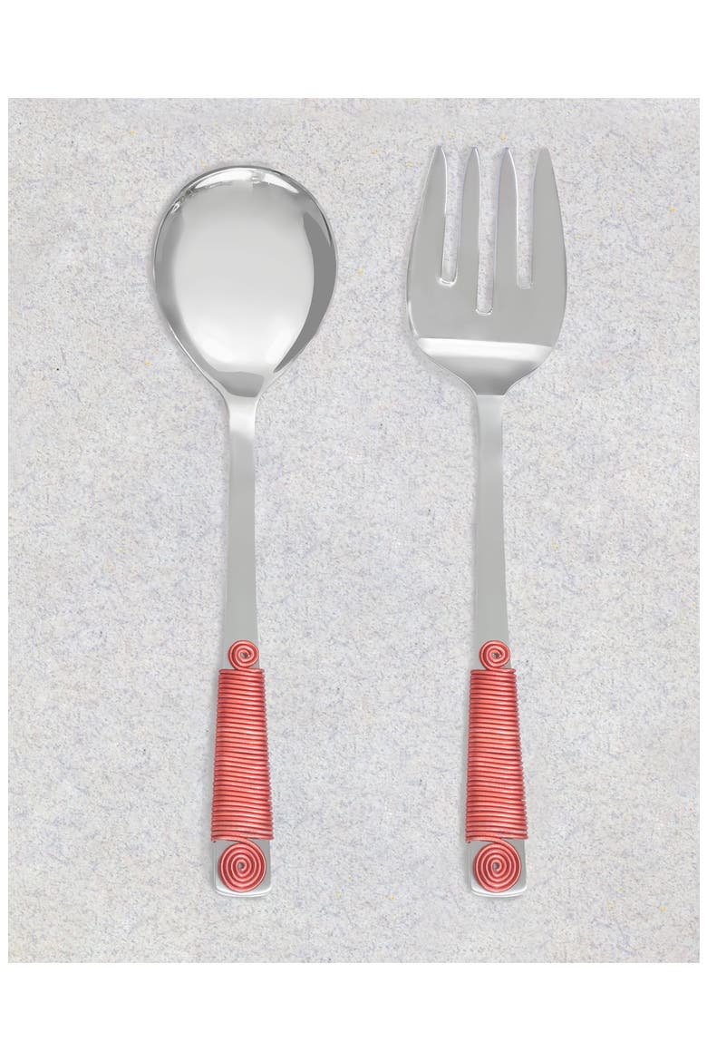 Stainless Steel Salad Servers, Alternate, color, RED