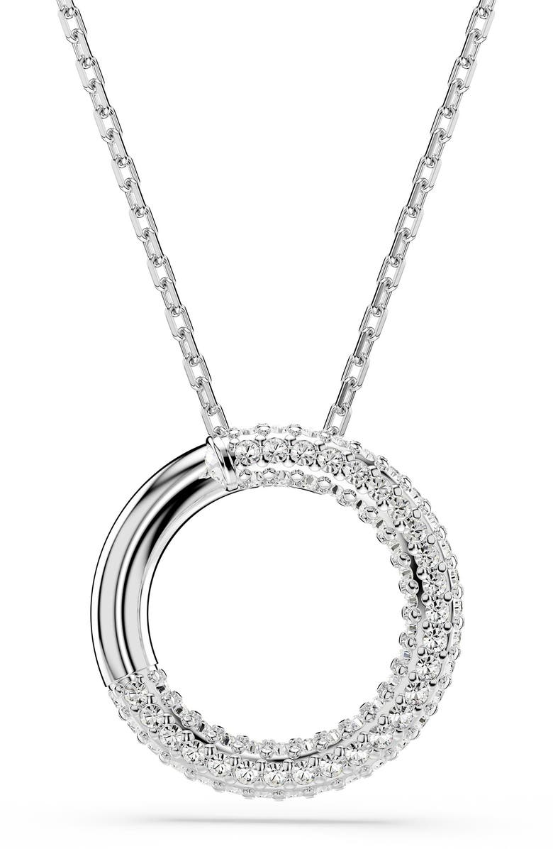 Swarovski Dextera Open Circle Pendant Necklace, Main, color, White/ Silver