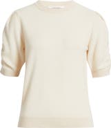 Nordstrom Ruched Short Sleeve Cashmere Sweater