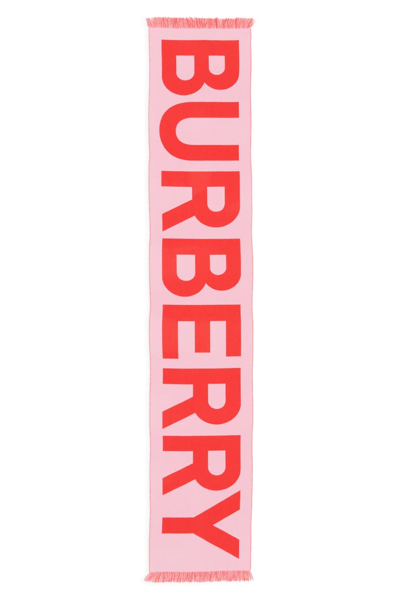 Logo Jacquard Wool Football Scarf, Alternate, color, PINK / RED