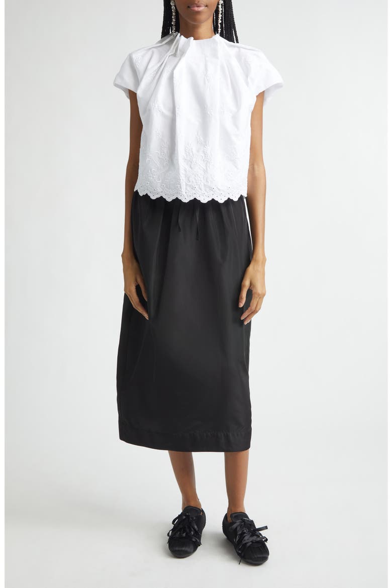 Gathered Waist Tulip Skirt, Alternate, color, BLACK
