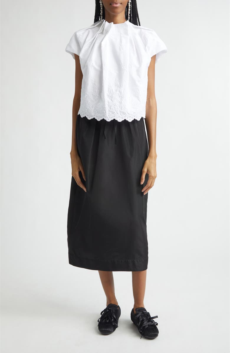 Simone Rocha Gathered Waist Tulip Skirt, Alternate, color, Black
