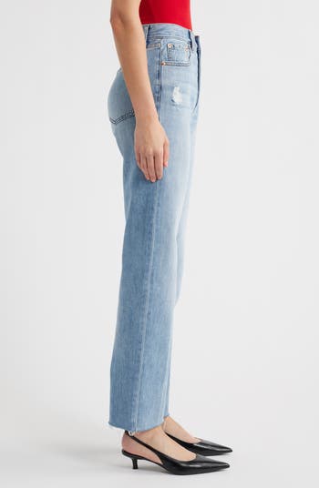 Cassie Raw Hem Super High Waist Straight Leg Jeans