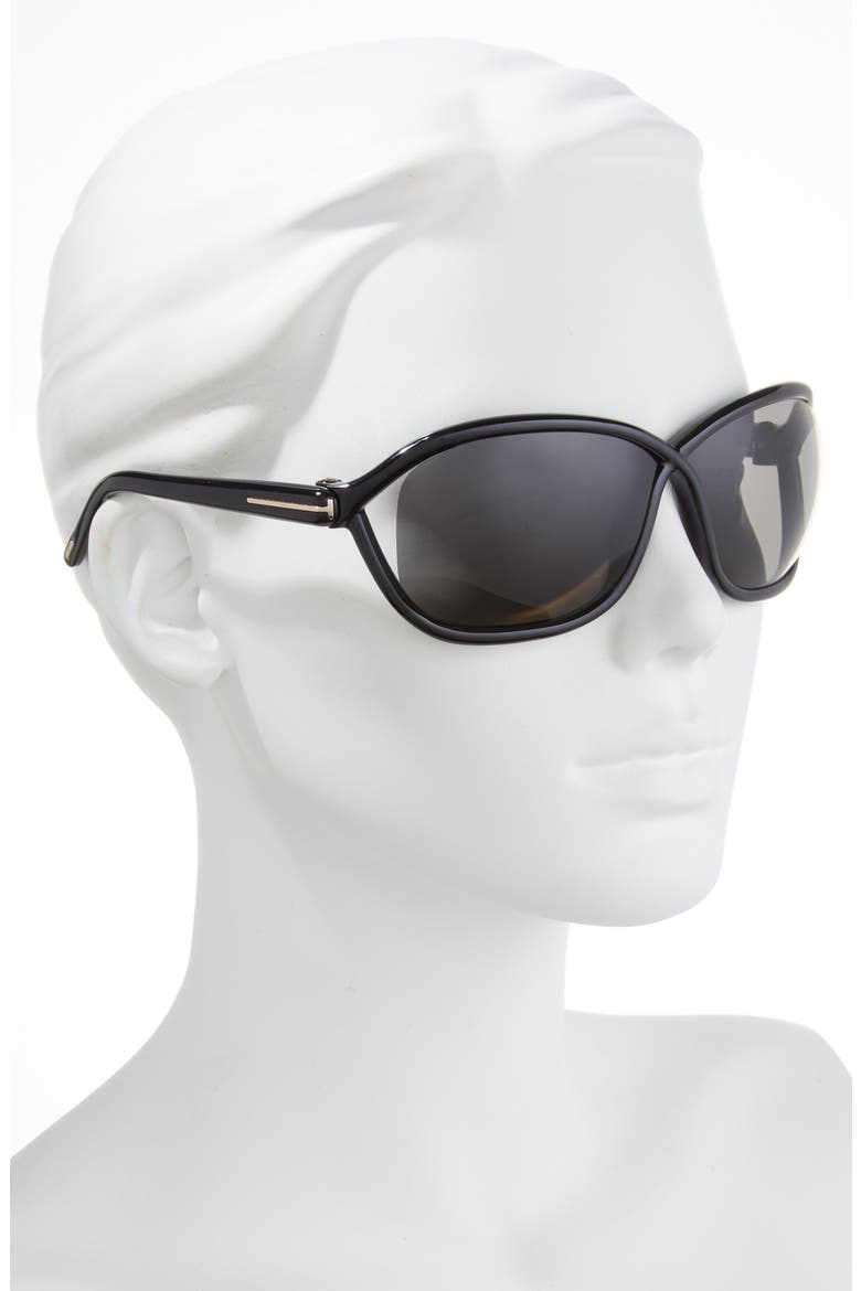 68mm Gradient Square Sunglasses, Alternate, color, SHINY BLACK / SMOKE