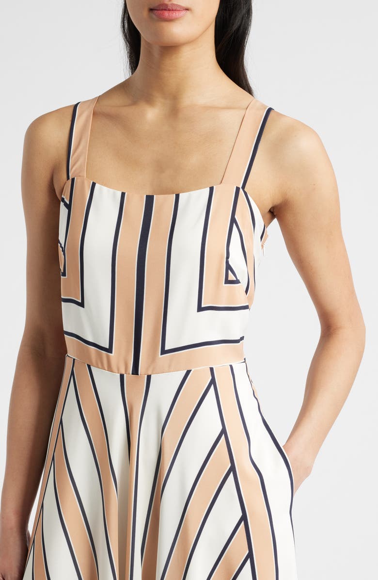 Eliza J Stripe Scarf Sleeveless Maxi Dress, Alternate, color, Khaki White
