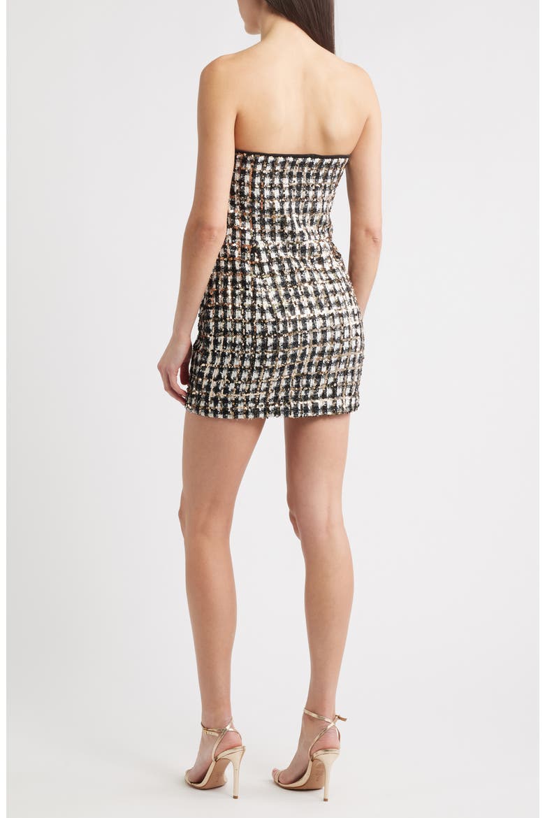Loreilla Strapless Minidress, Alternate, color, TWEED SHIMMER