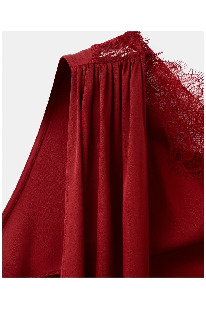 One-Shoulder Scarf Cocktail Dress, Alternate, color, RED