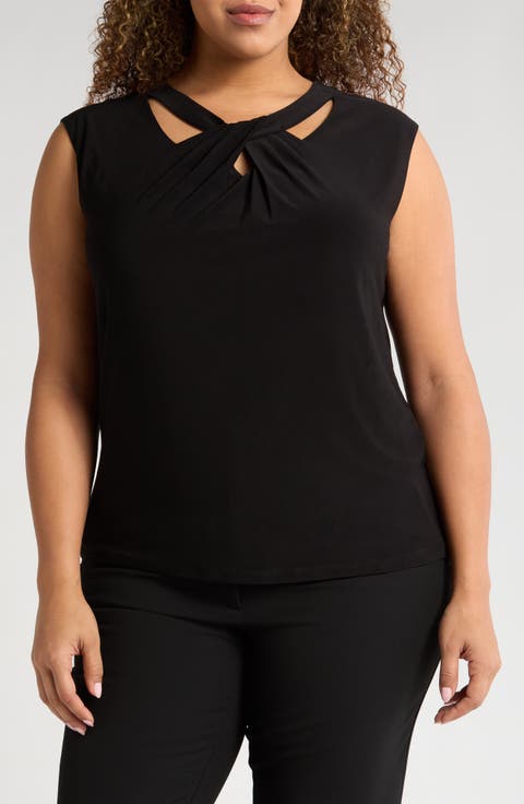 Cap Sleeve Criss-Cross Detail Jersey Top