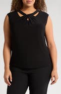KASPER Cap Sleeve Criss-Cross Detail Jersey Top