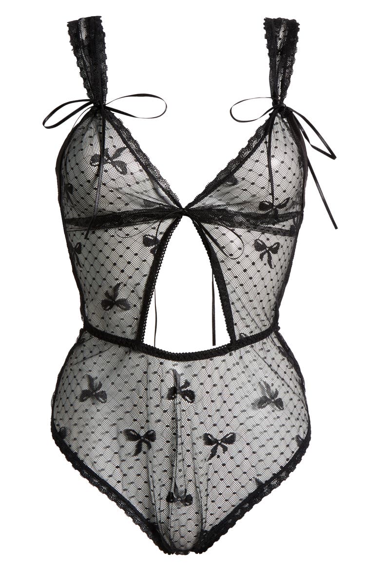 Sheer Mesh Teddy, Alternate, color, BLACK