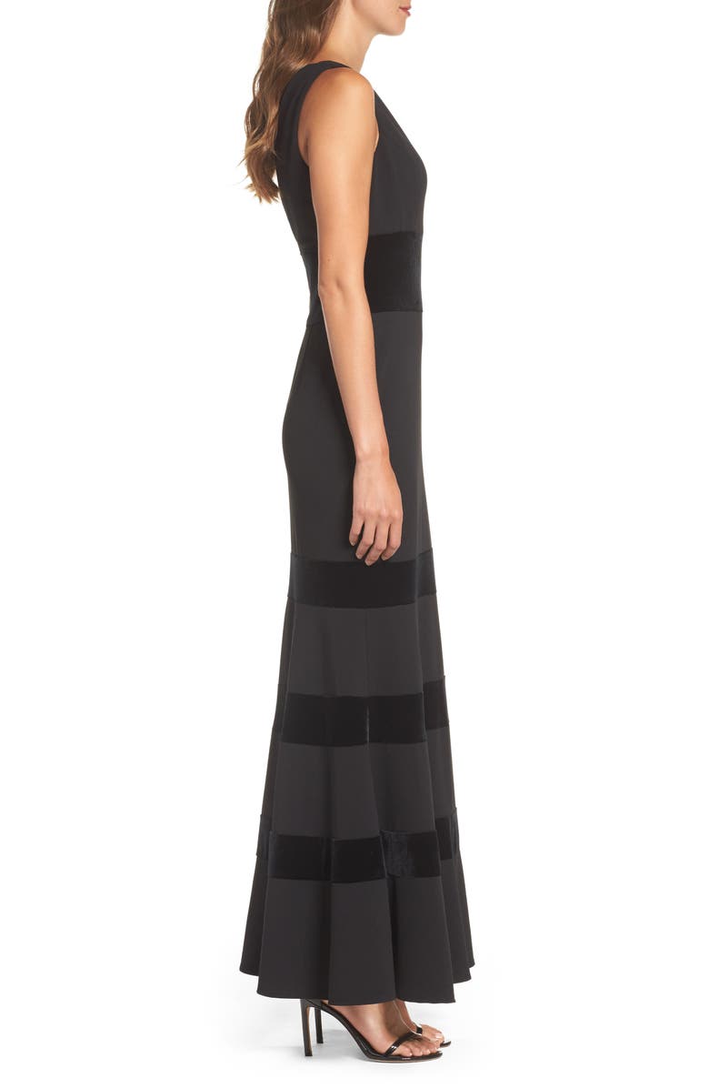 Vince Camuto Velvet & Scuba Crepe Mermaid Gown, Alternate, color, 