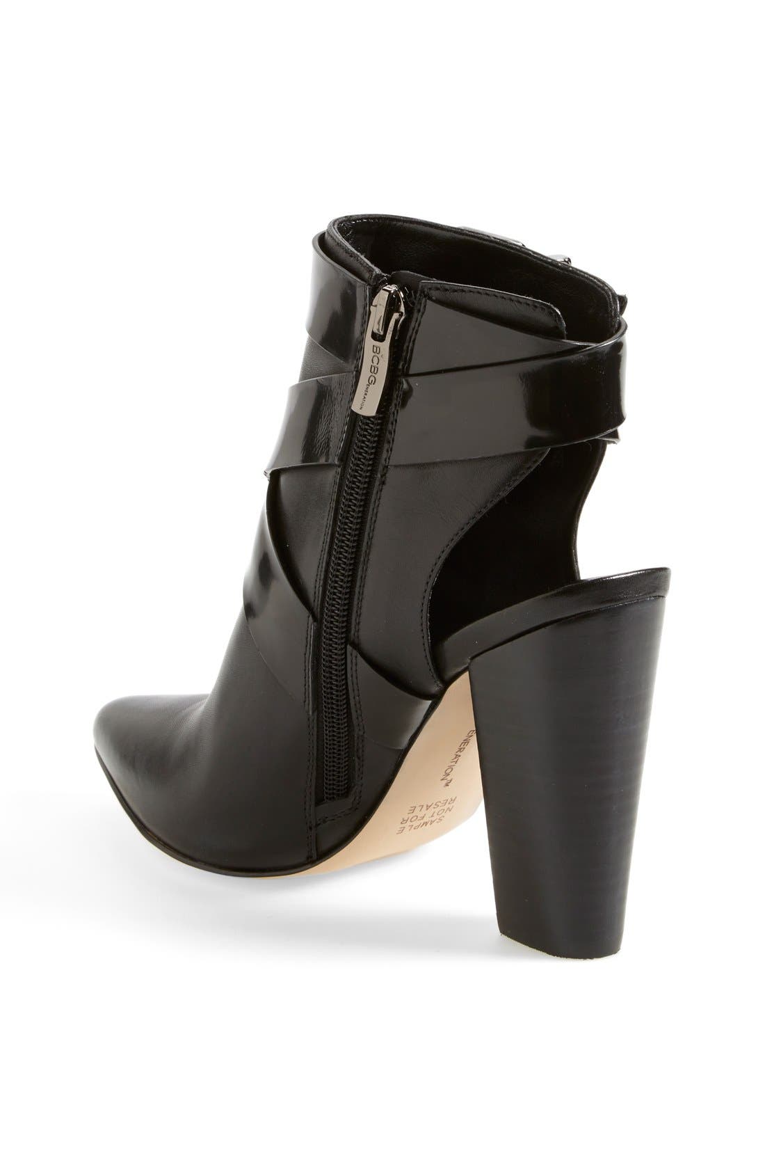 'Jezebelle' Pointy Toe Cutout Bootie, Alternate, color, BLACK