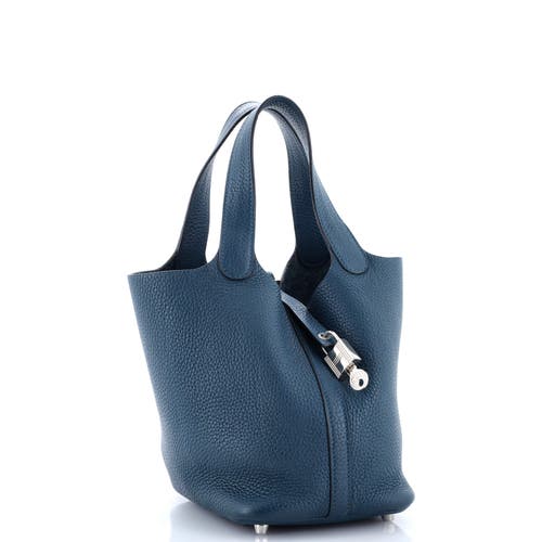 Pre-owned Hermes Hermes Picotin Lock Bag Clemence Pm In Blue