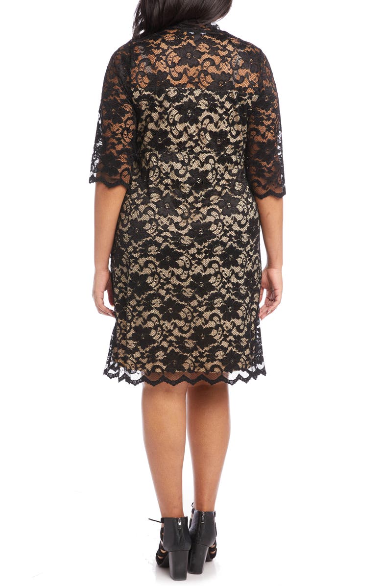 Karen Kane Scalloped Stretch Lace Dress, Alternate, color,