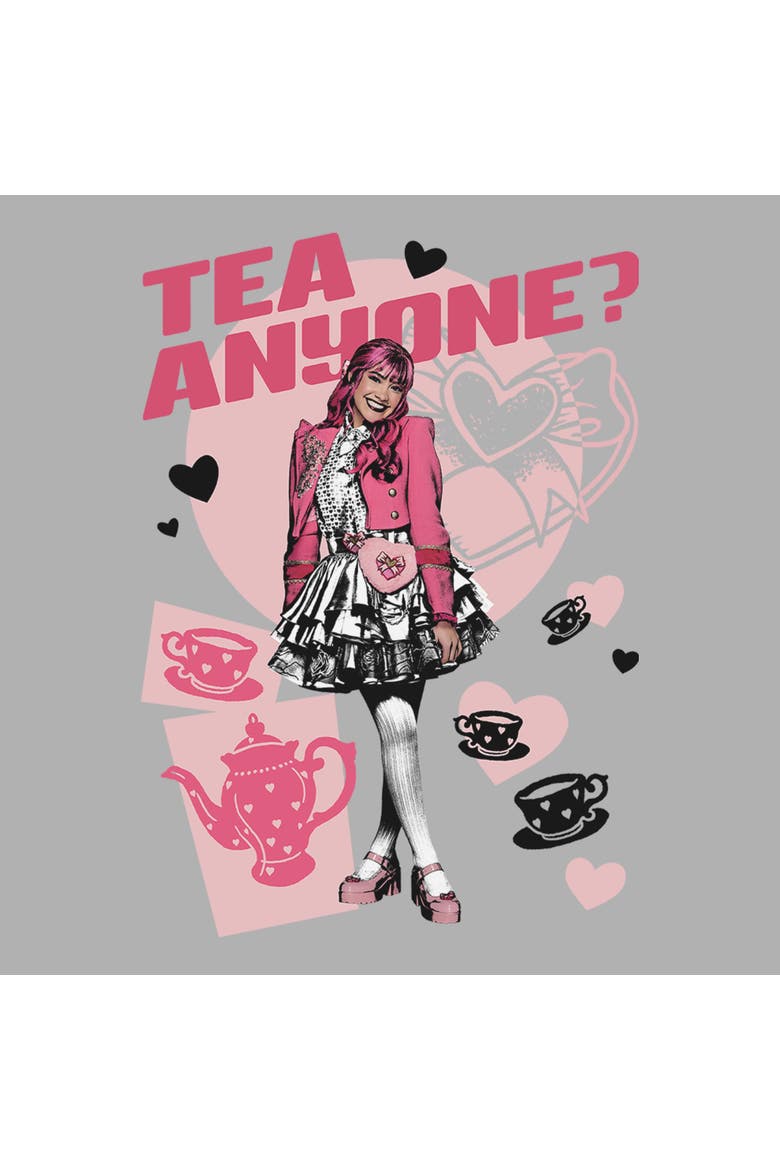 Boy's Descendants Wicked Wonderland Pink Tea Time  Graphic T-Shirt, Alternate, color, Sport Grey