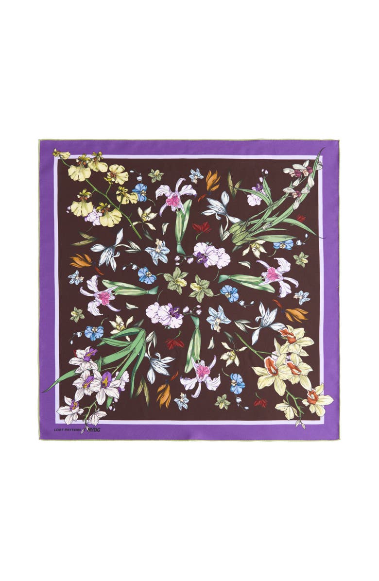 Lost Pattern X NYBG "Orchid Symphony" Silk Bandana Scarf, Main, color, Purple