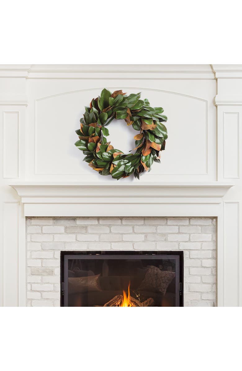 Napa Home & Garden Grand Magnolia Leaf Wreath 24", Alternate, color, Green