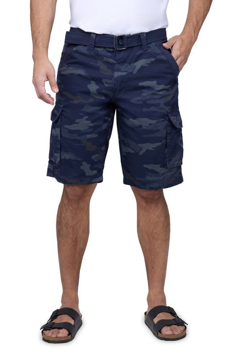 Belted Cotton Twill Cargo Shorts