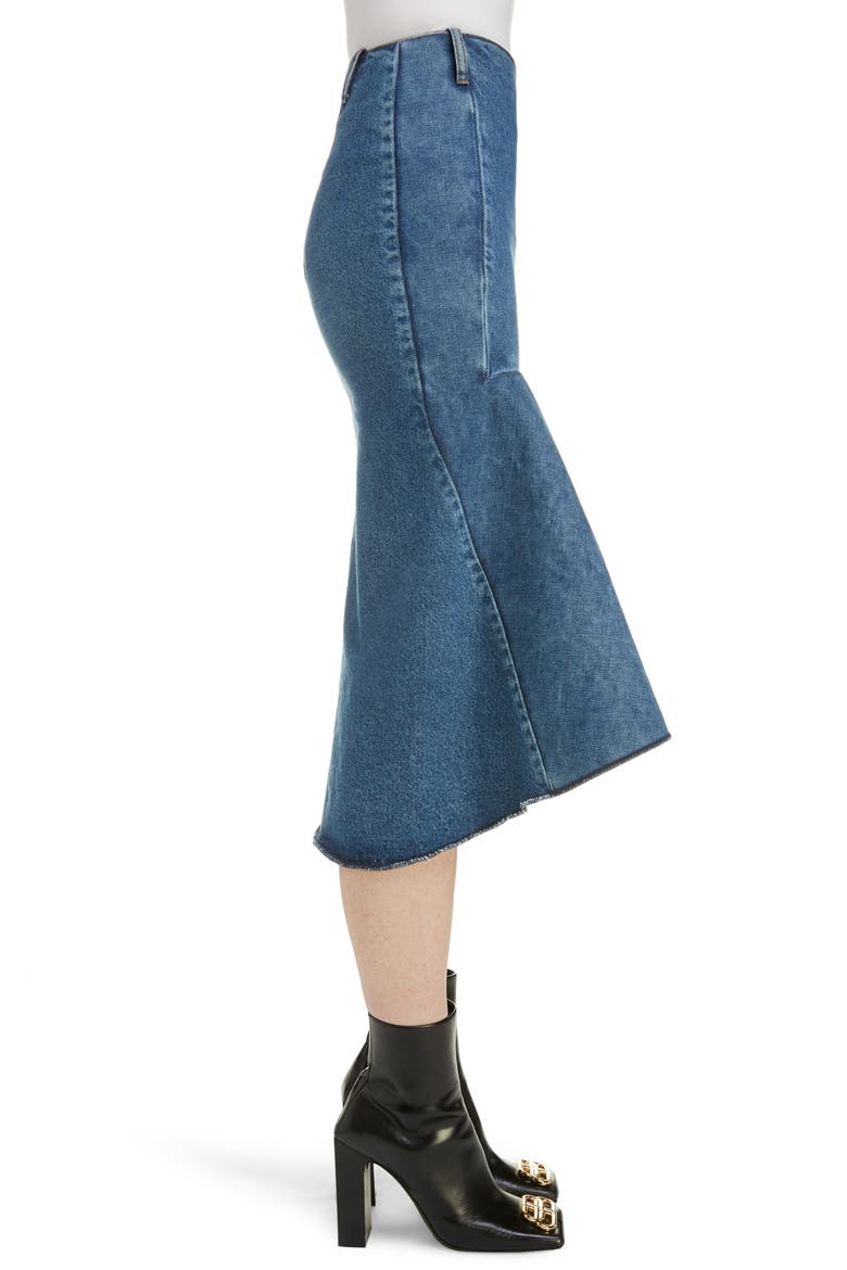 3D Molded Flare Hem Denim Midi Skirt, Alternate, color, 9018-MEDIUM BLUE