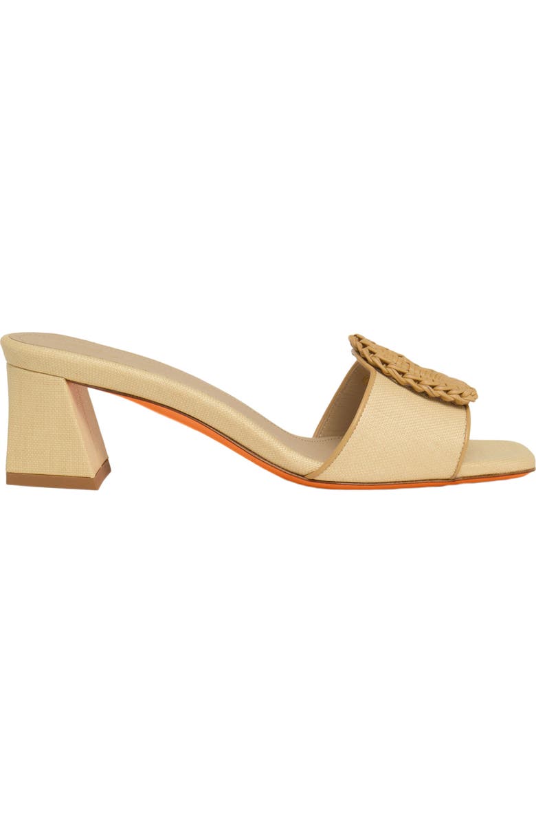 Santoni Women's raffia mid-heel sandal, Main, color, Natural