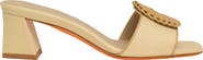 Santoni Women's raffia mid-heel sandal