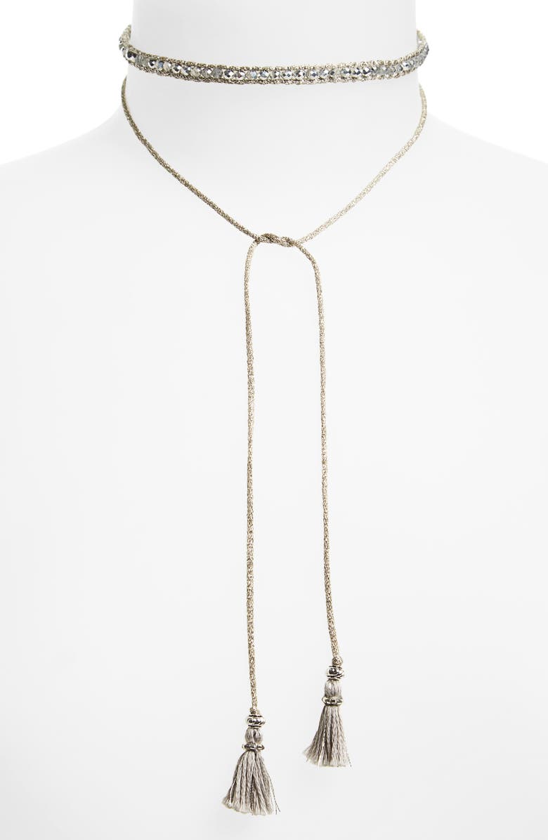 Chan Luu Sunflower Crystal Lariat Necklace, Main, color, 