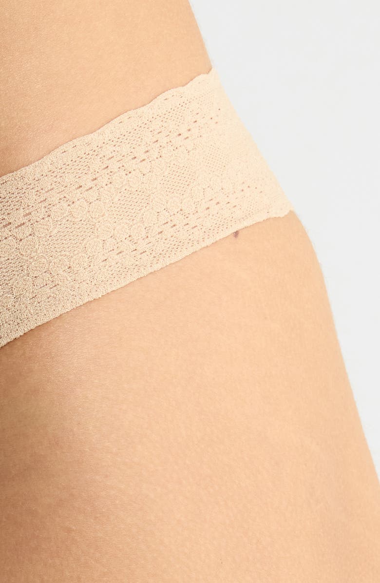 MeUndies Allover Lace V-Front Thong, Alternate, color, Latte Zebra