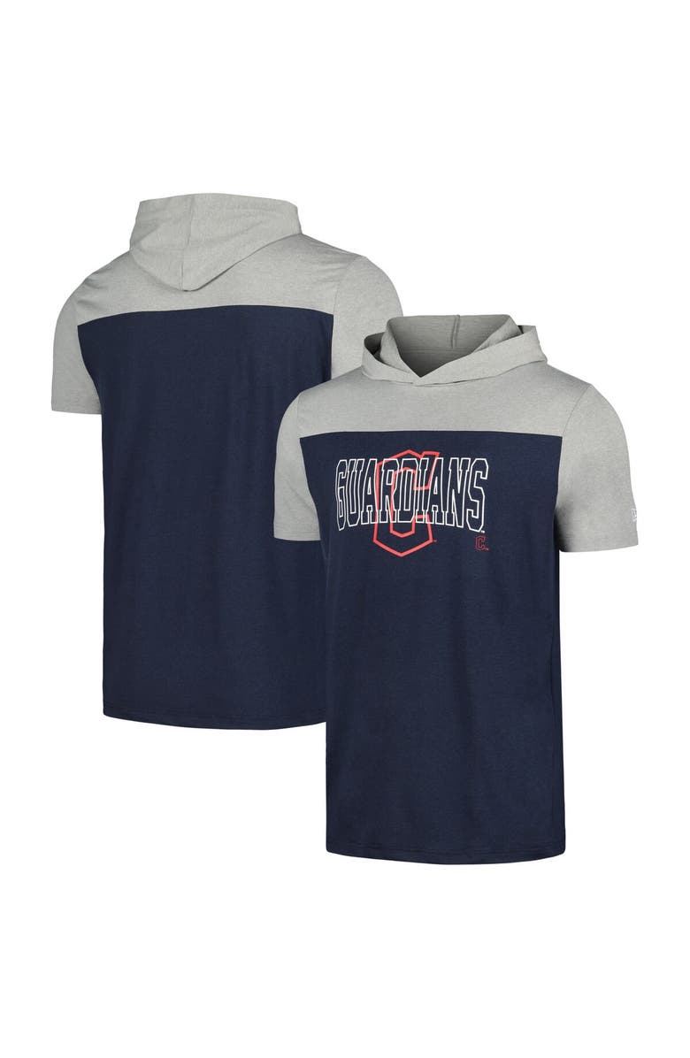 New Era Men's New Era Navy Cleveland Guardians Active Brushed Hoodie T-Shirt, Main, color, Navy