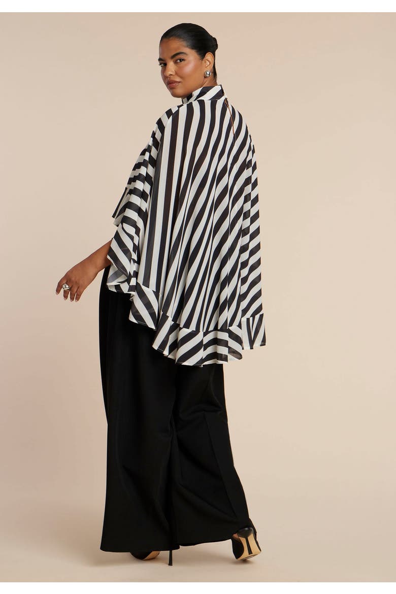Ruffle Detail Asym Cape, Alternate, color, DIAGONAL STRIPE