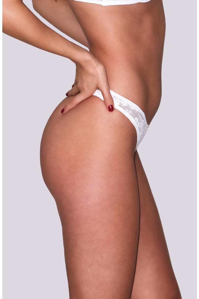 Le Stretch Lace Thong, Alternate, color, IVORY