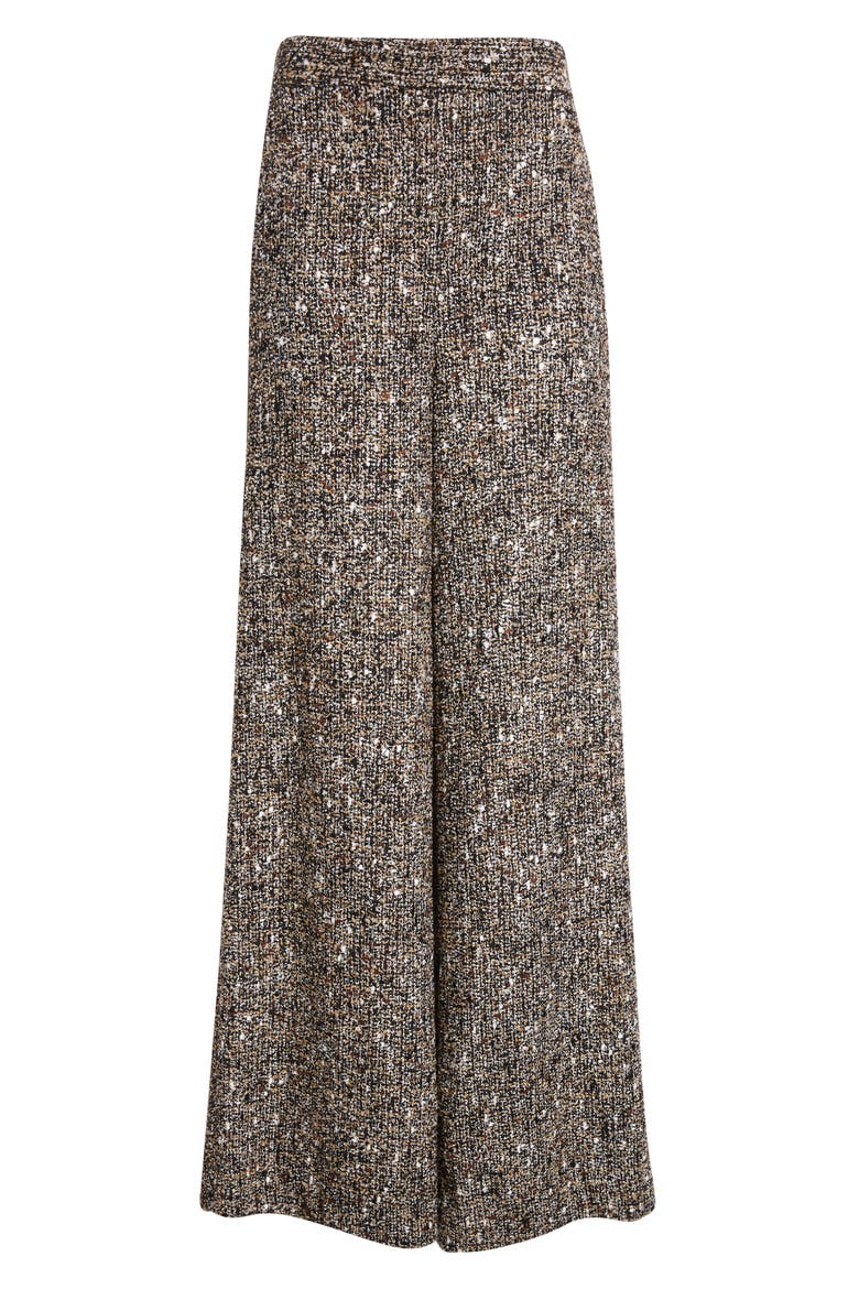 High Waist Bouclé Tweed Wide Leg Pants, Alternate, color, BLEM BLACK ECRU MULTI