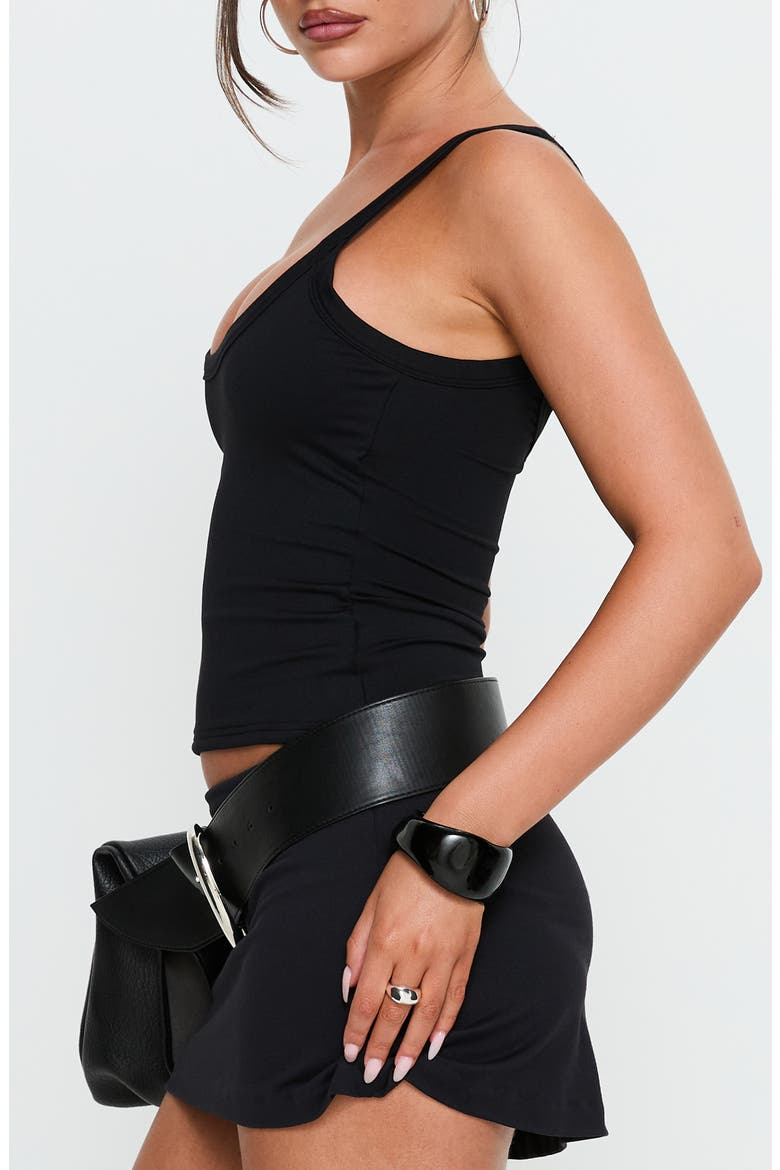 Kasper Scoop Neck Tank, Alternate, color, BLACK