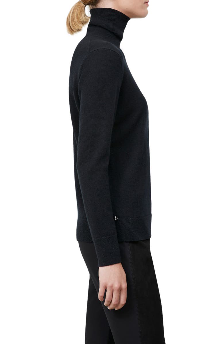 Lafayette 148 New York 148 New York Metallic Trim Cashmere Turtleneck Sweater, Alternate, color, Black