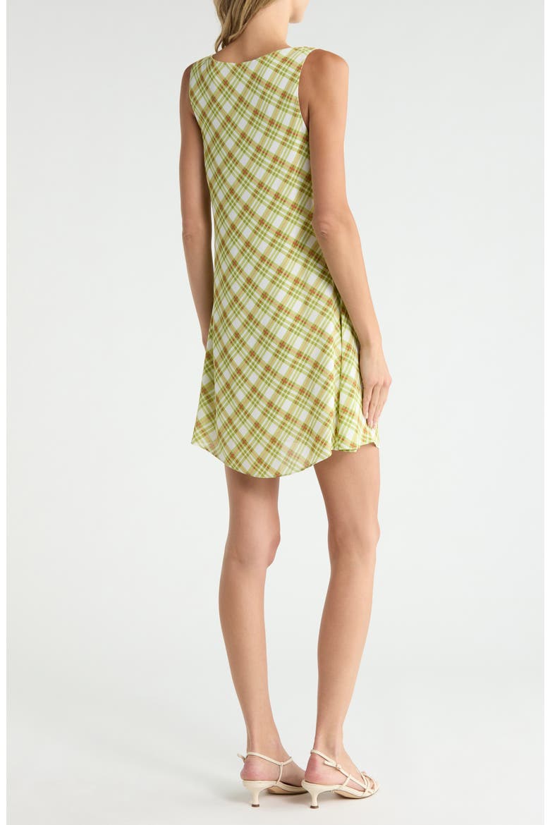 Boat Neck Minidress, Alternate, color, LIME PLAID