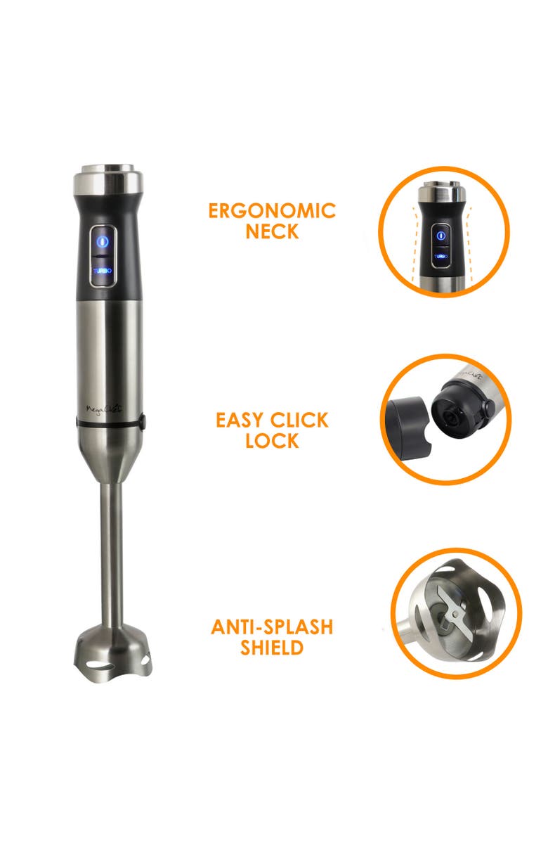 Megachef 4 in 1 Multipurpose Immersion Hand Blender, Alternate, color, Grey
