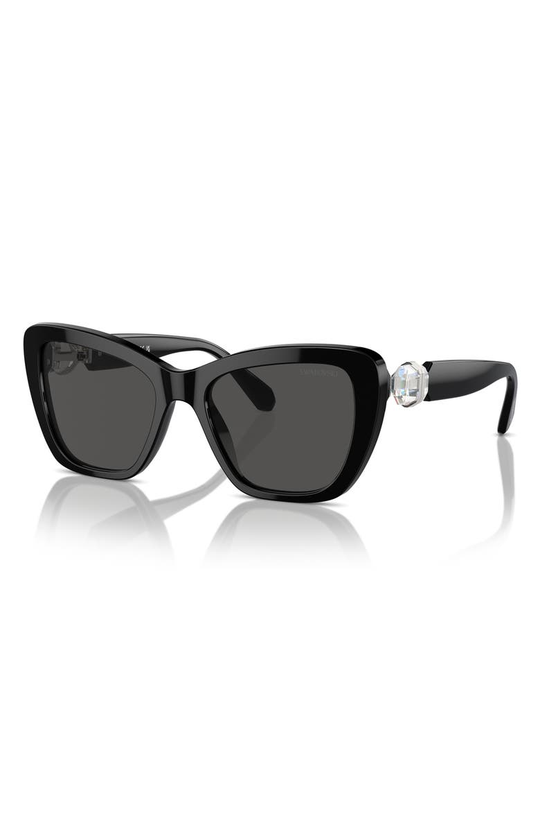 Swarovski 52mm Cat Eye Sunglasses, Alternate, color, Black