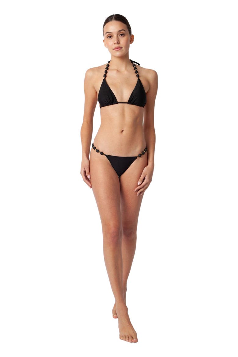 Sole Beaded Bikini Bottoms, Alternate, color, SHINY BLACK