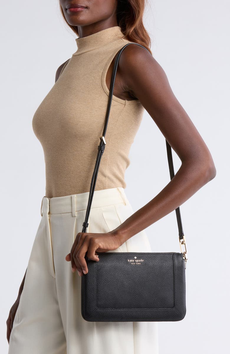 Kate Spade New York lena pebbled leather crossbody bag, Alternate, color, Black
