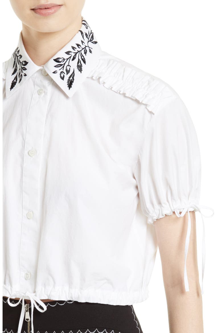 Alexander McQueen Drawstring Crop Top, Alternate, color, WHITE