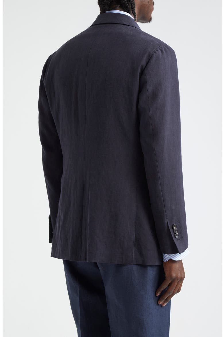 Notched Lapel Linen Sport Coat, Alternate, color, NAVY